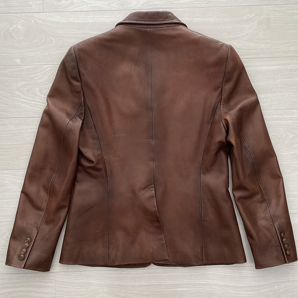 Ralph Lauren Blue Label Brown Lamb Leather Blazer - Picture 9 of 15